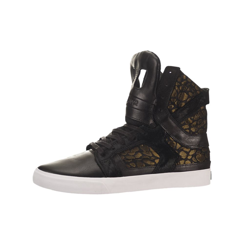 Baskets Montantes Supra SkyTop II Noir Doré Black/Gold-White Homme | UOR-98173222